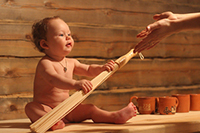 Massage with a bath broom